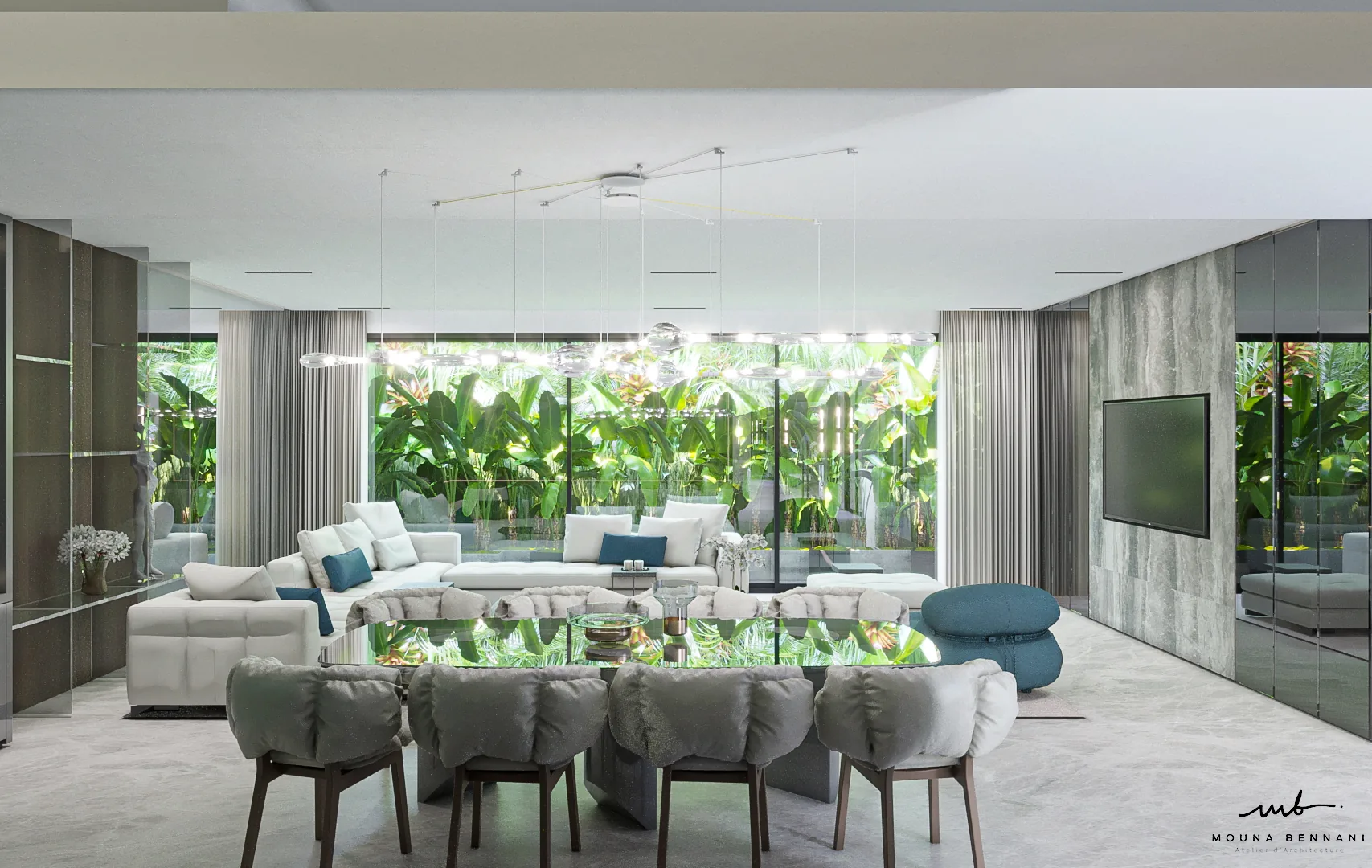 Villa contemporaine avec espaces lumineux et architecture horizontale, vue 3.